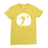 skiier moon moonlight silhouett Ladies Fitted T-Shirt