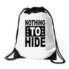 nothing to hide Drawstring Bags