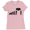 stop following me funny darwins evolution parody mens white t shirt Ladies Fitted T-Shirt