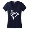 music heart rock baseball jersey Women's V-Neck T-Shirt