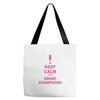 keep calm and drink champagne Tote Bags