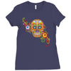 women's sugar skull purple Ladies Fitted T-Shirt