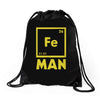 chemical element for iron man Drawstring Bags