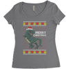 ugly dinosaur merry christmas Women's Triblend Scoop T-shirt