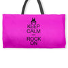 keep calm and rock on mens black t shirt rock music new Weekender Totes