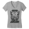 Never Underestimate Dog Rescuer Who Was Born January Women's V-Neck T-Shirt