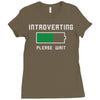 low battery introvert pun humor Ladies Fitted T-Shirt