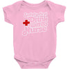 safety first drink with a nurse Baby Onesie