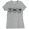 eat sleep snowboard mens black snowboarding t shirt wow Ladies Fitted T-Shirt