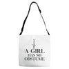 a girl has no costume (black) Adjustable Strap Totes
