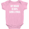 my brain is 80% song lyrics Baby Onesie