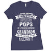 Super Cool Pops Of A Freaking Awesome Grandson Ladies Fitted T-Shirt