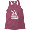 white ink camping is in tents funny Racerback Tank
