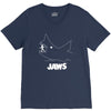 jaws chalk board movie licensed cotton blend adult V-Neck Tee