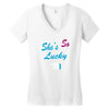 she's so lucky Women's V-Neck T-Shirt
