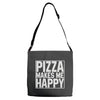 pizza makes me happy Adjustable Strap Totes