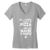 care about pizza and 3 people girls Women's V-Neck T-Shirt