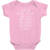 hello 7 languages hola bonjour ni hao chinese french italian Baby Bodysuit