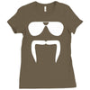 aviator sunglasses horseshoe fu manchu biker mustache Ladies Fitted T-Shirt