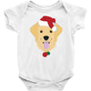 golden retriever dog with red santa's hat Baby Bodysuit