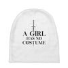 a girl has no costume (black) Baby Beanies