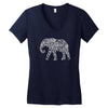 elephant filled pattern cool Women's V-Neck T-Shirt