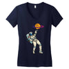 astronaut basketball planet Women's V-Neck T-Shirt