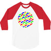 funny girly colorful patterns mustaches 3/4 Sleeve Shirt