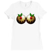 christmas pudding boobs funny Ladies Fitted T-Shirt