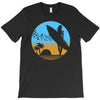 beach surfer silhouette birds sand waves palm T-Shirt