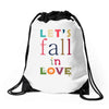 let's fall in love Drawstring Bags