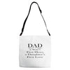 dad a sons first hero Adjustable Strap Totes