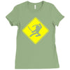 ninja crossing sign Ladies Fitted T-Shirt