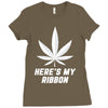 Support Lung Cancer Awareness With A White Cannabis Leaf Ladies Fitted T-Shirt