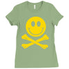 smiley pirate skull and crossbones Ladies Fitted T-Shirt