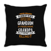 Super Cool Grandson Of A Freaking Awesome Grandpa Throw Pillow