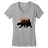 Bear Adventure With Roses Women's V-Neck T-Shirt