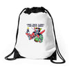 lion mouth hands Drawstring Bags