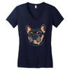 blue and tan frenchie Women's V-Neck T-Shirt