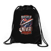 never surrender Drawstring Bags