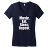 Music Eat Sleep Repeat Women's V-Neck T-Shirt