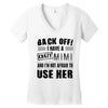 back off i have a crazy mimi and i'm not afraid to user her Women's V-Neck T-Shirt
