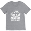 Camper Couple Man White V-Neck Tee