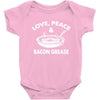 love peace and bacon grease Baby Onesie