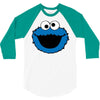 Cookie Monster Face 3/4 Sleeve Shirt