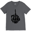 middle finger skeleton bone skull grafitti art V-Neck Tee