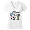 coffee cat Women's V-Neck T-Shirt