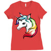 rainbow unicorn Ladies Fitted T-Shirt