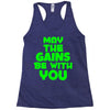 gym gains fitness slogan Racerback Tank