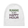 running is my happy hour Baby Beanies